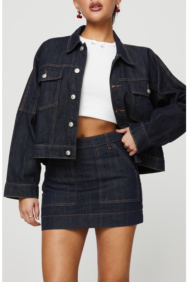 Hughes Boxy Crop Denim Jacket, Main, color, DARK BLUE