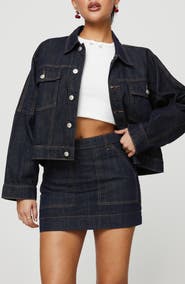 Princess Polly Hughes Boxy Crop Denim Jacket