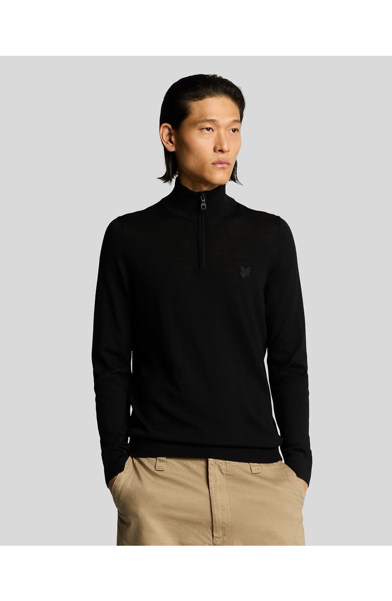 Lyle & Scott Eagle Merino Quarter Zip Sweater, Main, color, Jet Black