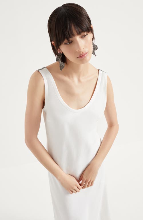 Brunello Cucinelli Knee Length Fitted Silhouette Scoop Back Dress In White