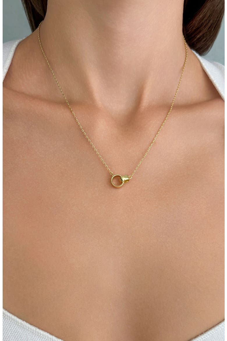 Interlocking Ring 18k Gold Plated Pendant Necklace, Alternate, color, GOLD