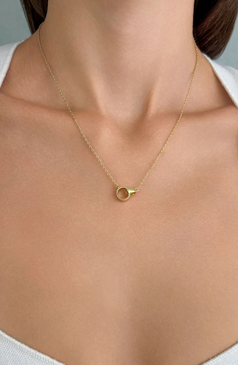 Adornia Interlocking Ring 18k Gold Plated Pendant Necklace, Alternate, color, Gold