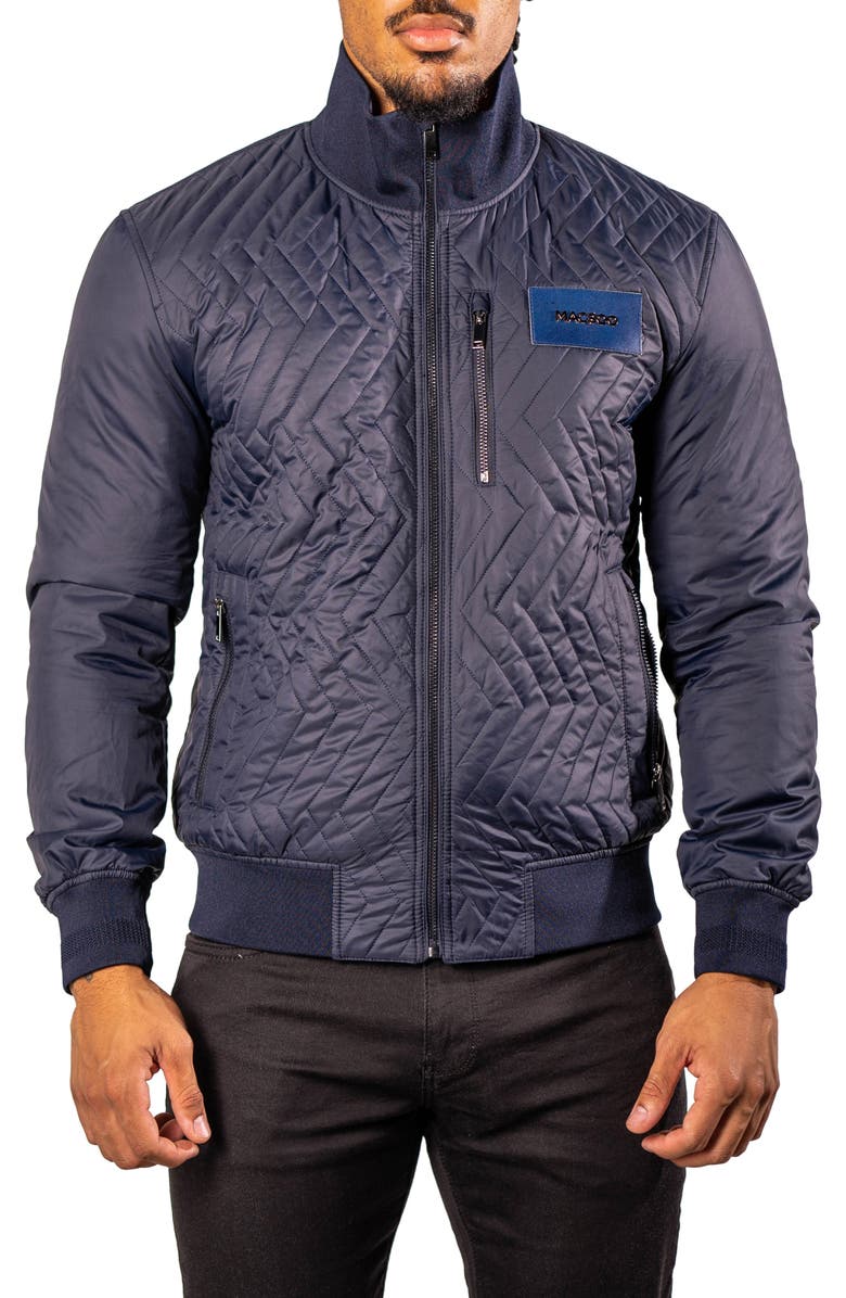 Maceoo Puffycomb Quilted Bomber Jacket, Alternate, color, Blue