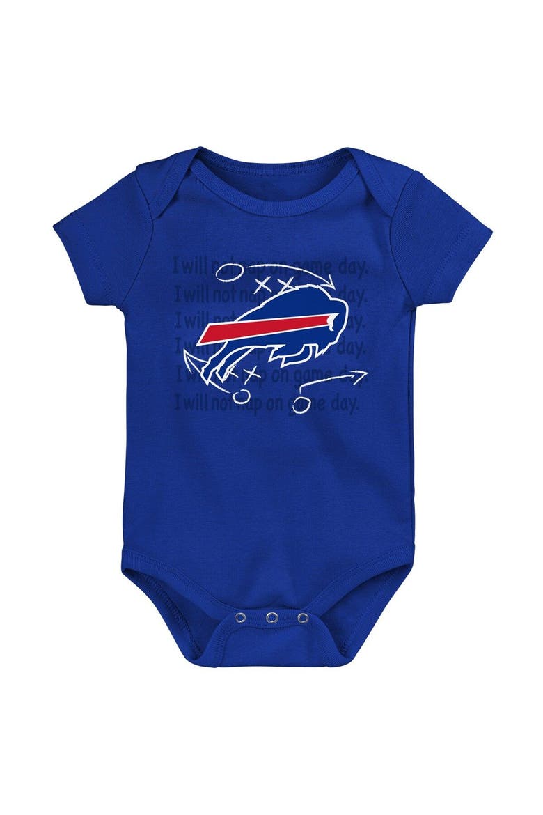 Newborn & Infant Red/Royal/Heather Gray Buffalo Bills Three-Pack Eat, Sleep & Drool Retro Bodysuit Set, Alternate, color, Red