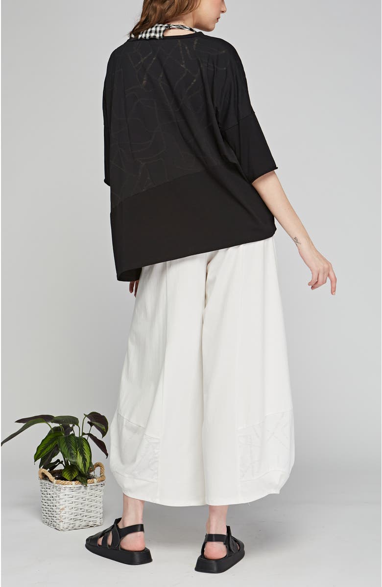 LUUKAA Knox Devore Cotton Jersey Blouse, Alternate, color, Black