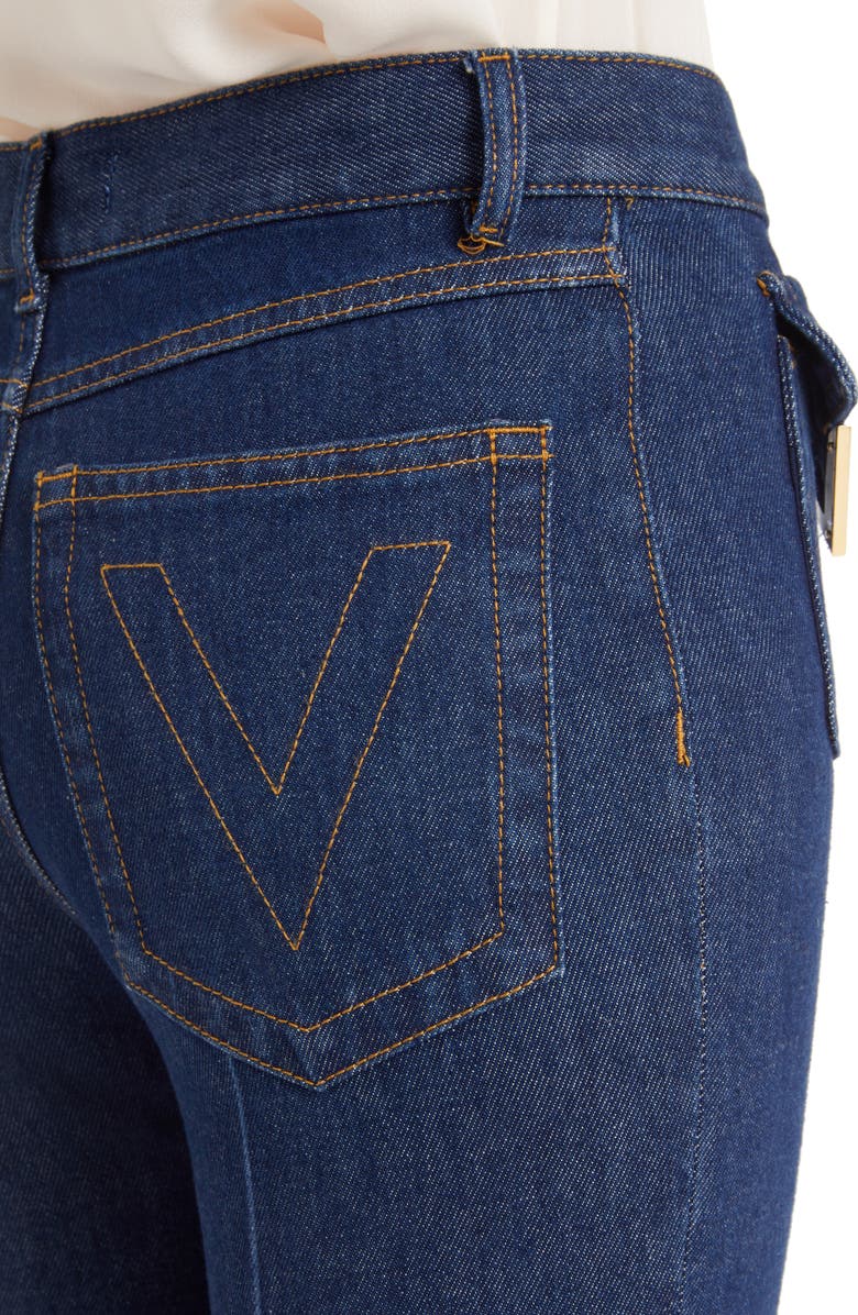 Valentino V-Detail Straight Crop Jeans, Alternate, color, 