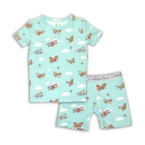 Vintage Airplanes Kids 2-Piece Short Sleeve & Shorts Pajama Set (Baby)