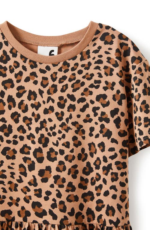 Shop Cotton On Kids Kid's Willow Short Sleeve Dress In Taupy Brown Leopard