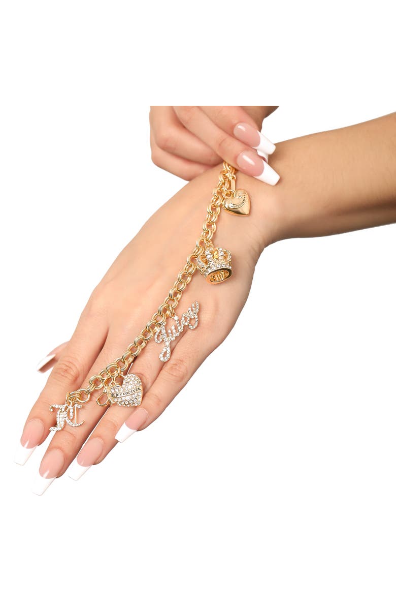 Juicy Couture Gold-Tone Charm Bracelet with Pavé Accents, Alternate, color, Gold