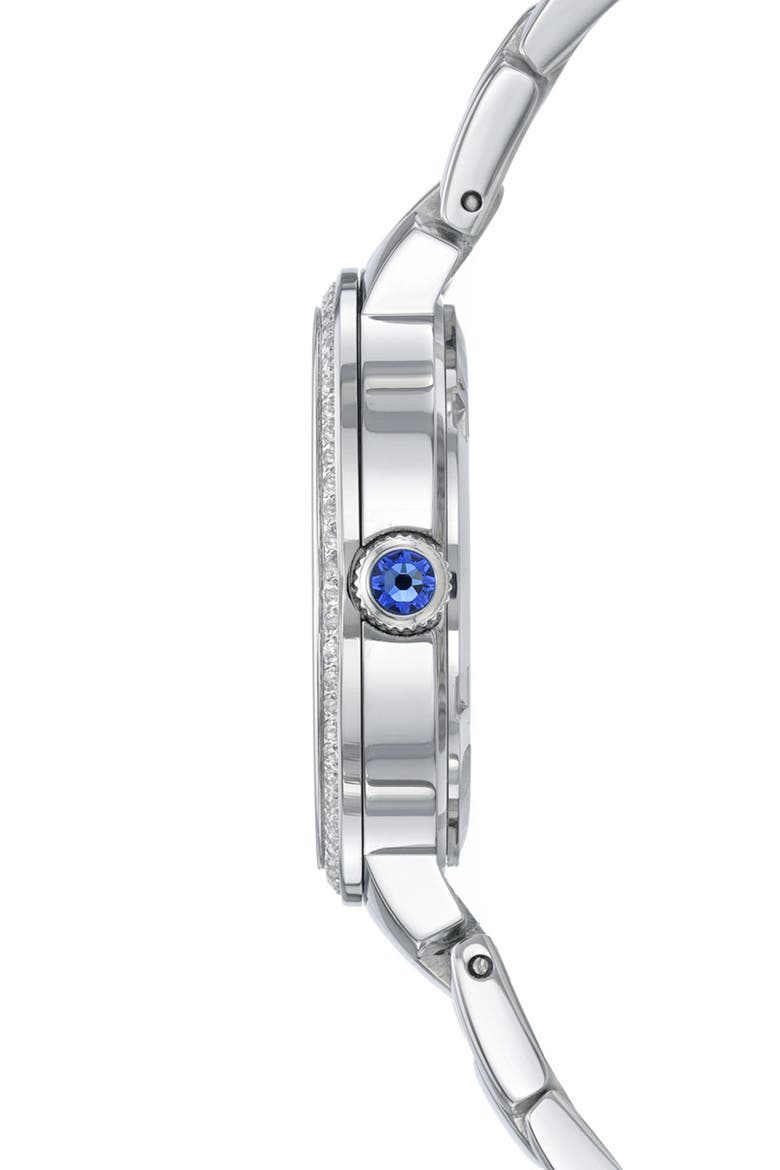 Luna White Topaz Bracelet Watch, 34mm, Alternate, color, SILVER & ROSE