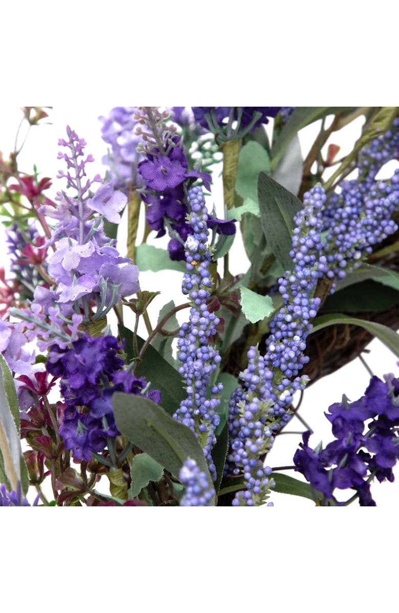 Northlight Lavender Artificial Spring Floral Wreath, Purple and Green - 18-Inch, Alternate, color, Purple