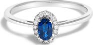 Haus of Brilliance 10K White Gold Oval and Diamond Accent Halo Birthstone Ring