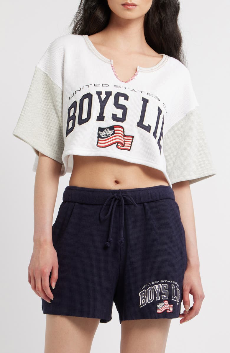 BOYS LIE United States of Boys Lie Graphic Thermal Crop Top, Main, color, White