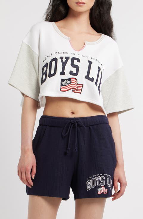 United States of Boys Lie Graphic Thermal Crop Top