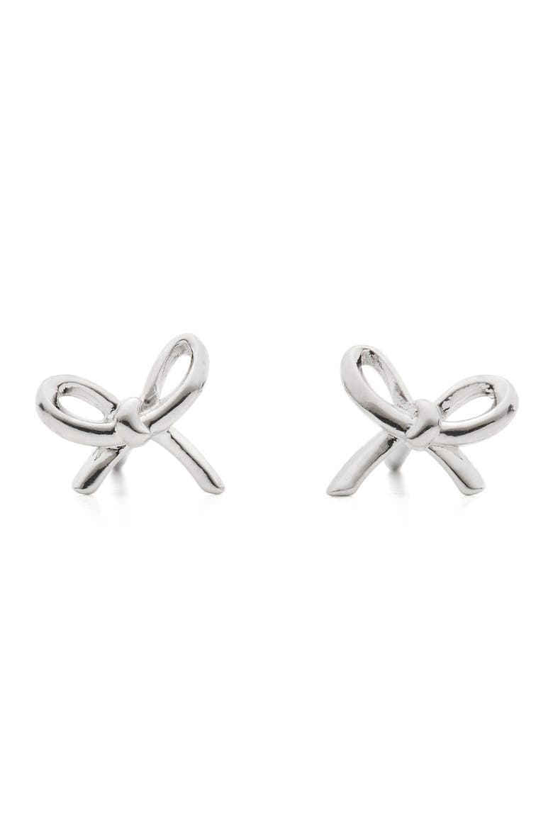 mini bow stud earrings, Main, color, SILVER