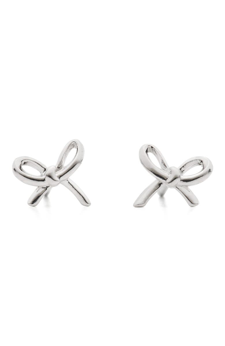 Kate Spade New York mini bow stud earrings, Main, color, Silver