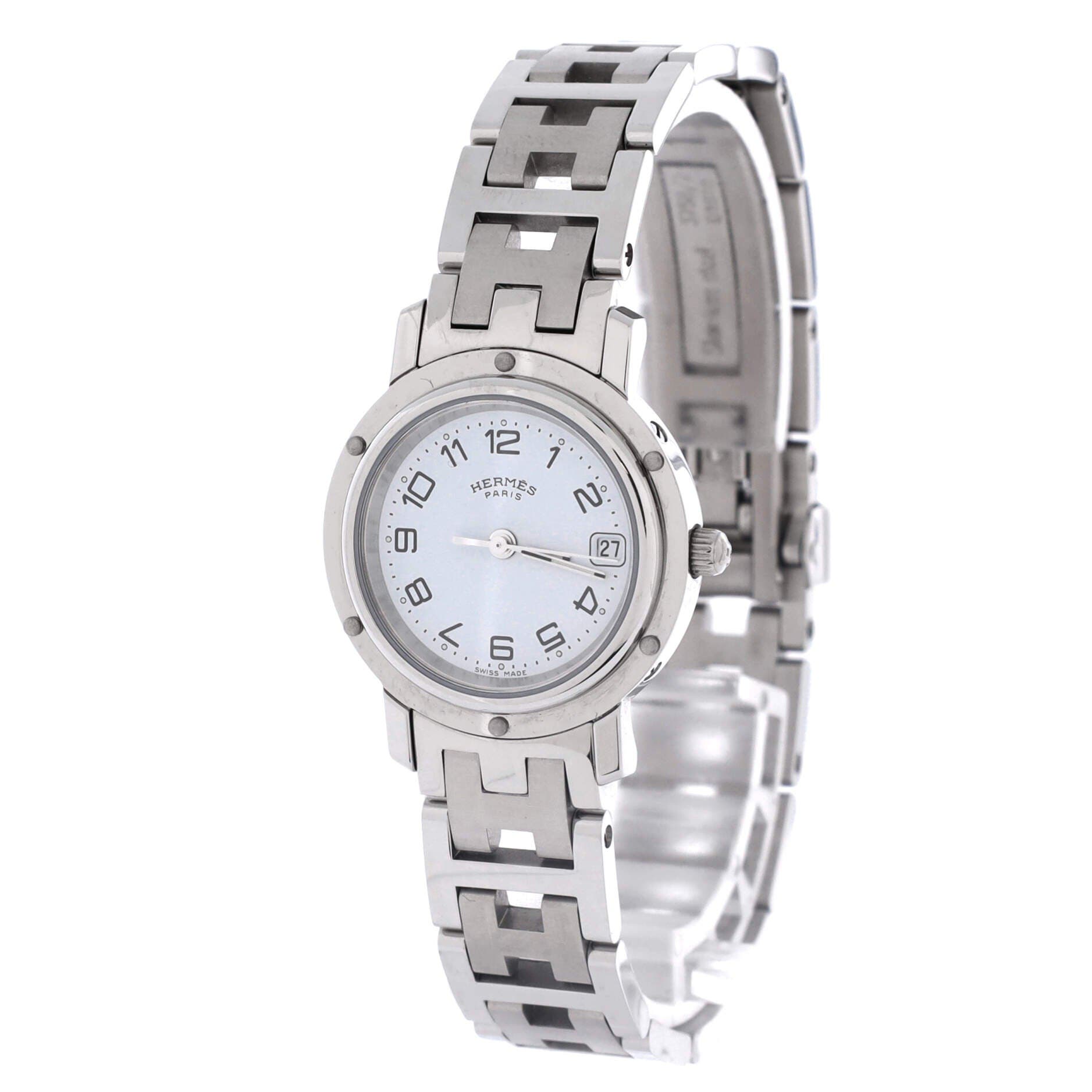Pre-Owned Hermes Clipper Quartz Watch Stainless Steel 24, Alternate, color, Silver