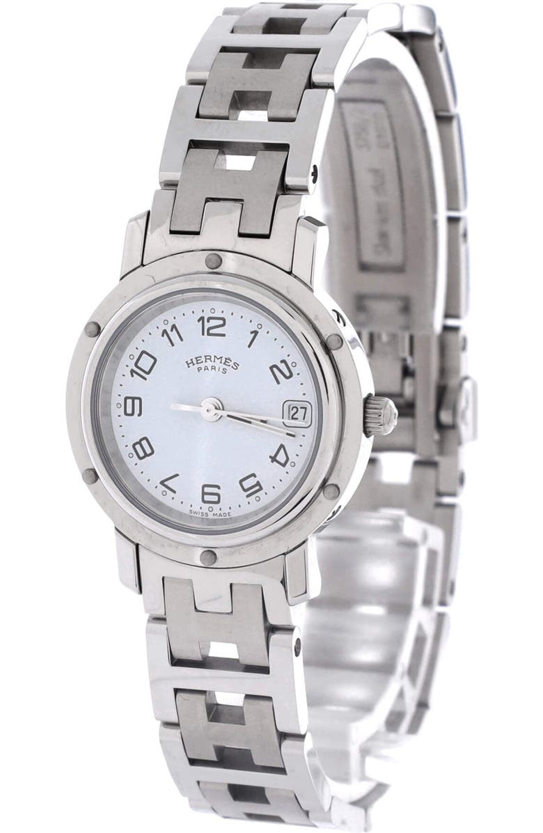 Pre-Owned Hermes Clipper Quartz Watch Stainless Steel 24, Alternate, color, Silver
