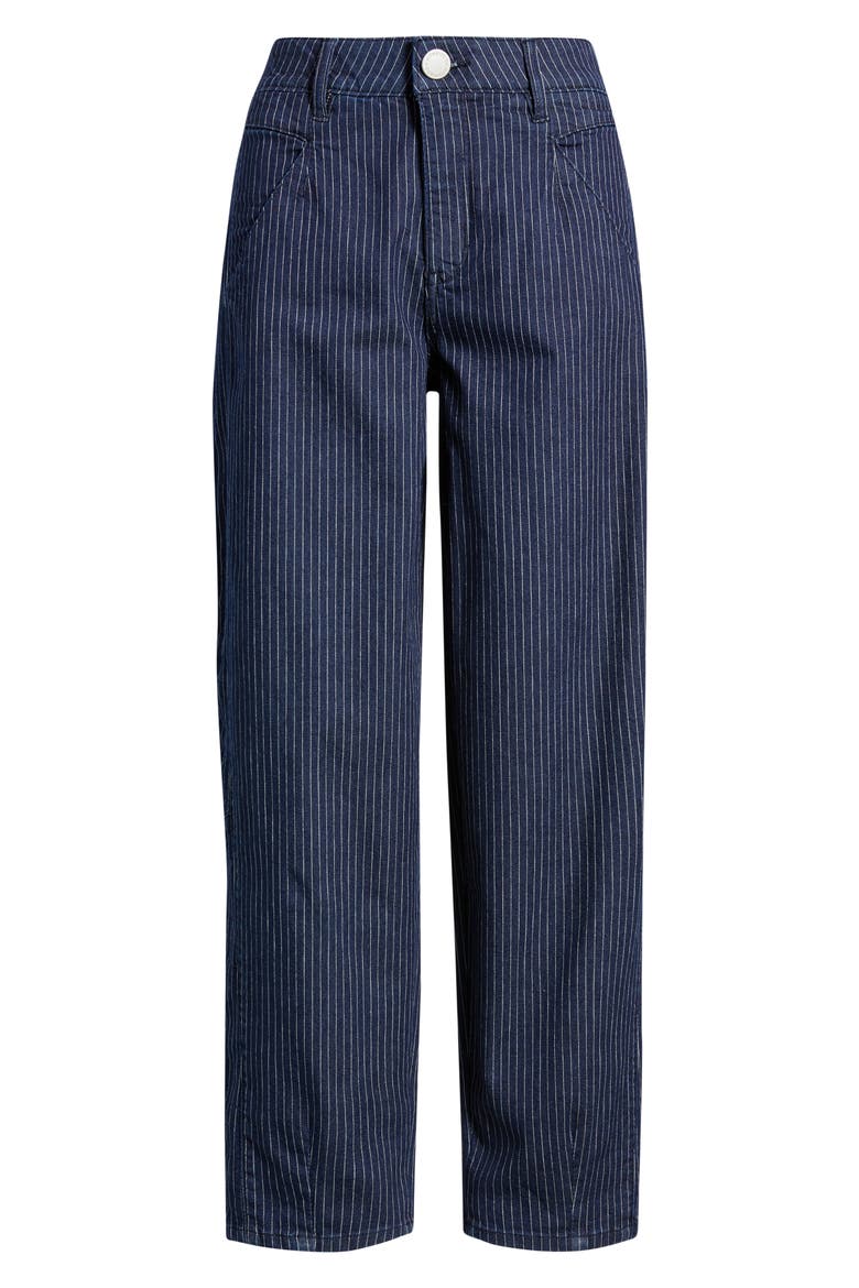 Stripe Skyrise Ankle Barrel Jeans, Alternate, color, INDIGO