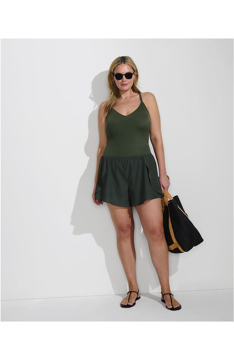 Lands' End Tugless Strappy X-Back Romper Swimsuit, Alternate, color, 