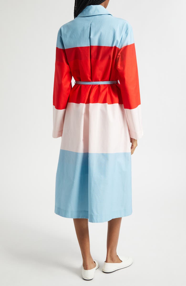 Marimekko Luomus Hennika Colorblock Long Sleeve Cotton Coat Dress, Alternate, color, Red Light Pink Light Blue