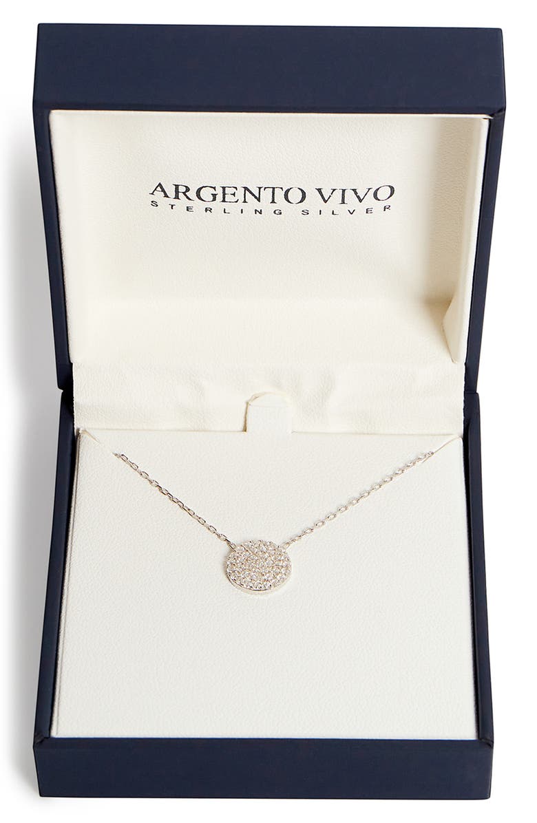 Argento Vivo Sterling Silver CZ Circle Pendant Necklace, Alternate, color, Silver