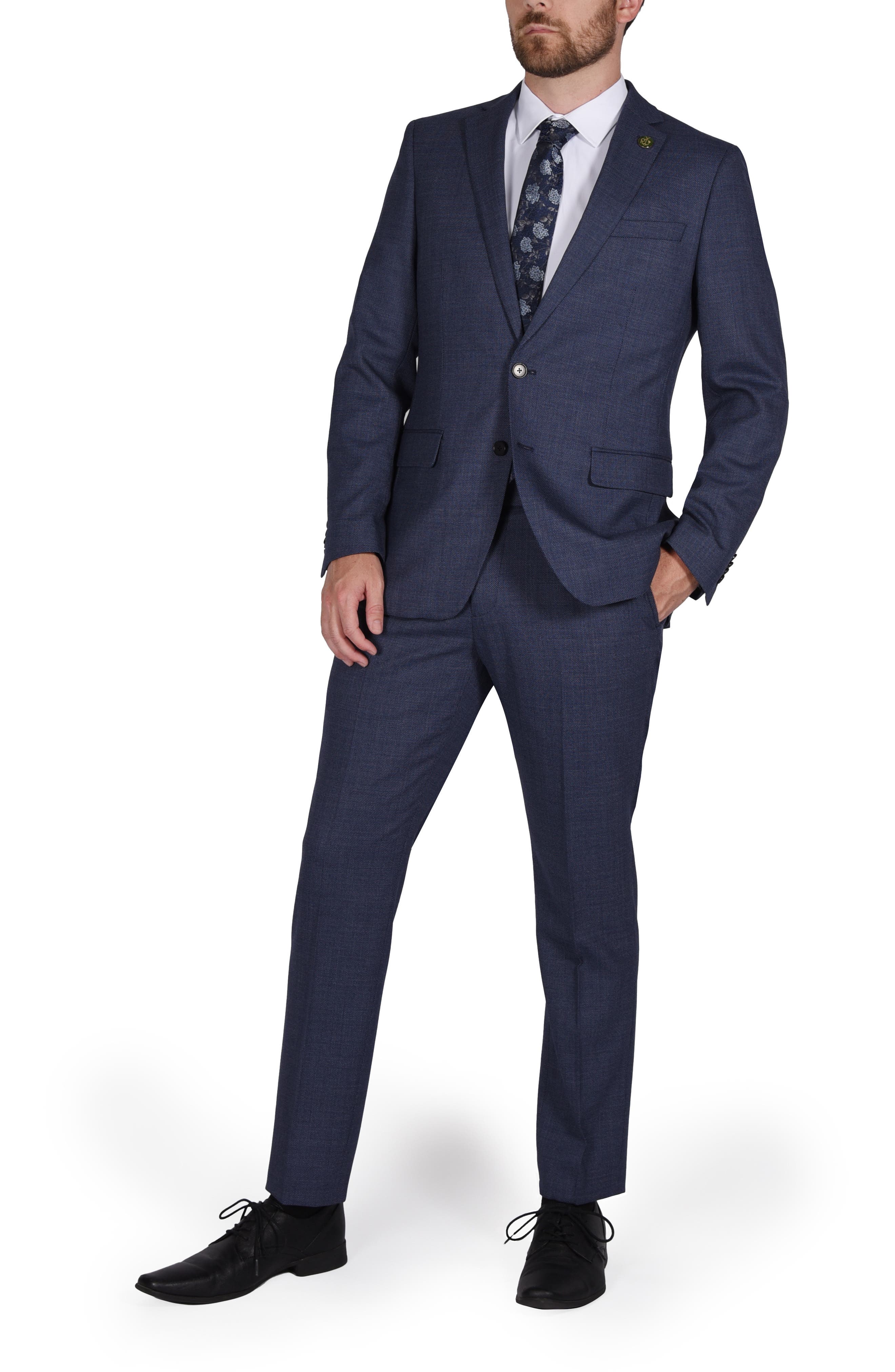 CRICKETEER Birdseye Slim Fit Wool Blend Suit