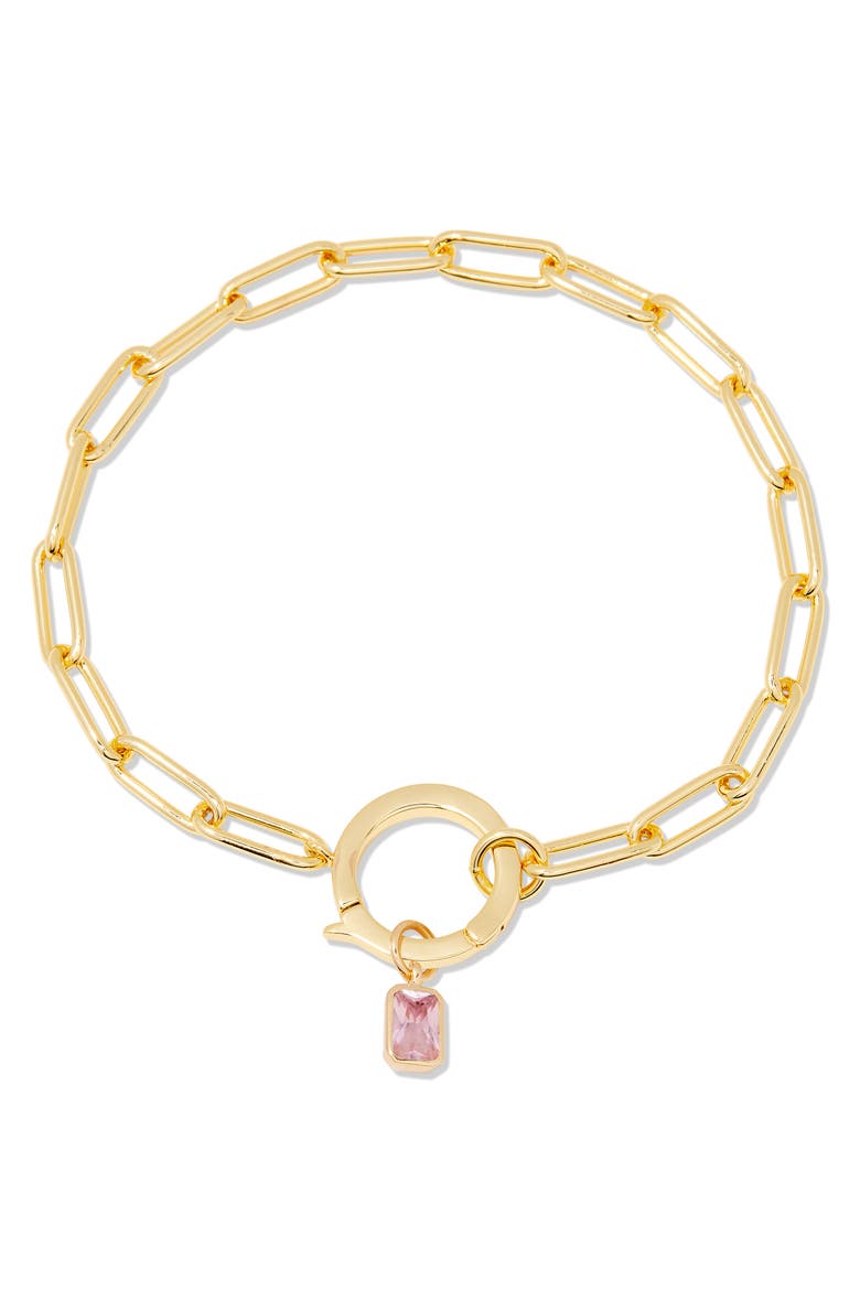 Colette Birthstone Paper Clip Chain Bracelet, Main, color, GOLD - OCTOBER