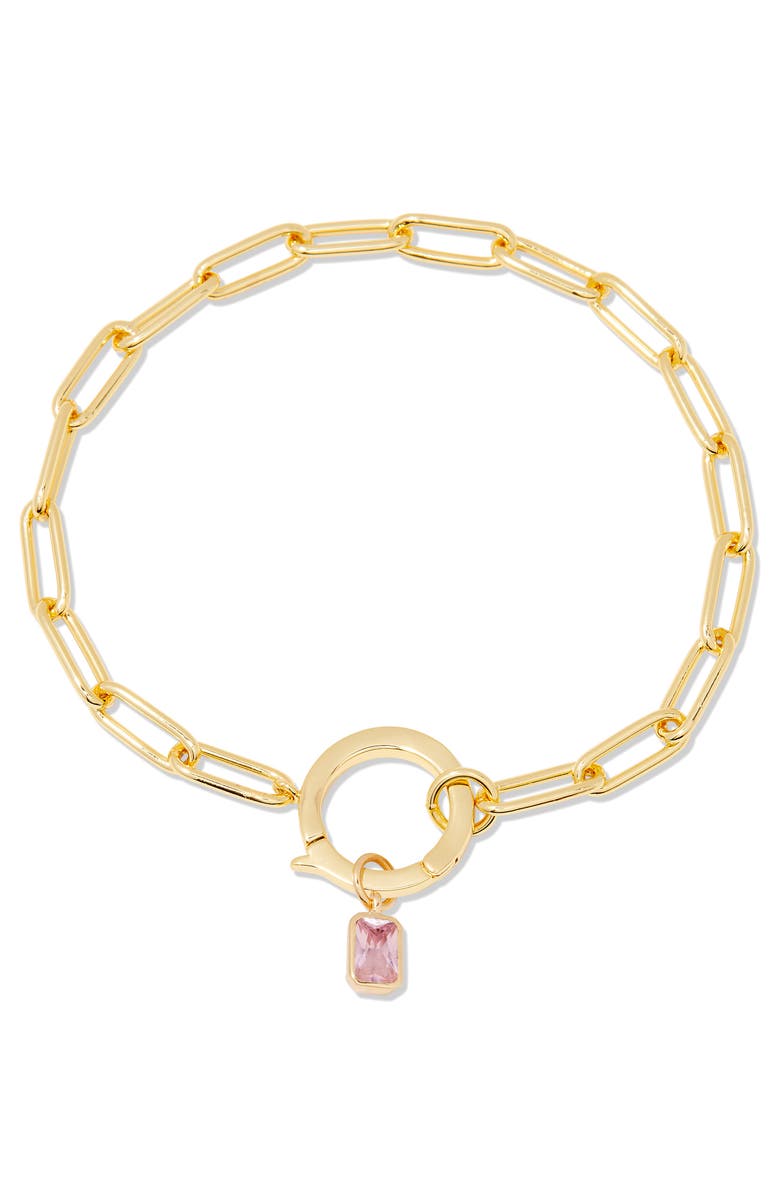 Brook and York Colette Birthstone Paper Clip Chain Bracelet, Main, color, Gold - October