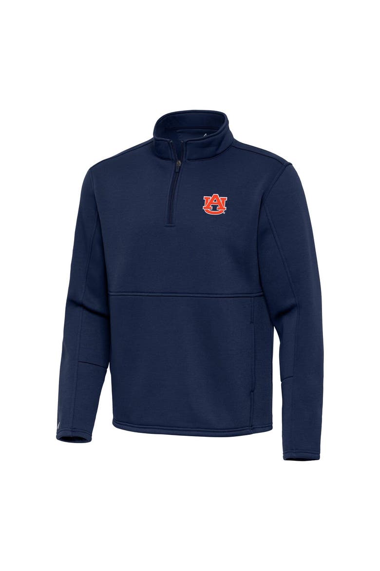 Men's Antigua Navy Auburn Tigers Twist Quarter-Zip Pullover Jacket, Main, color, Navy