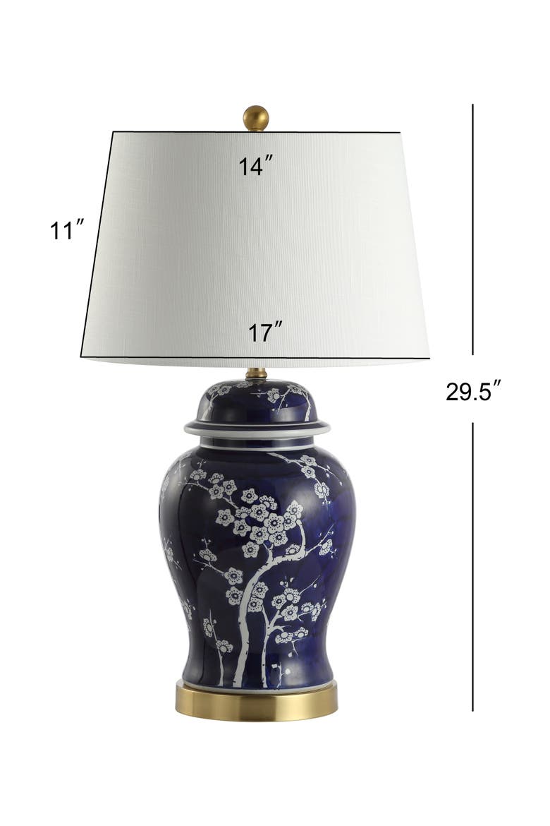 Gracie 29.5" Traditional Cottage Ceramic/Metal Ginger Jar LED Table Lamp, Alternate, color, White/Navy
