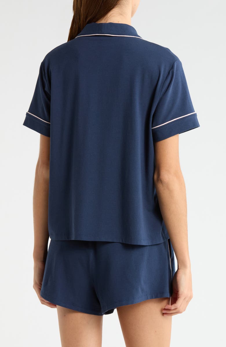 Lunya Slumberknit<sup>™</sup> Shawl Collar Short Pajamas, Alternate, color, Deep Blue/ Delicate Pink