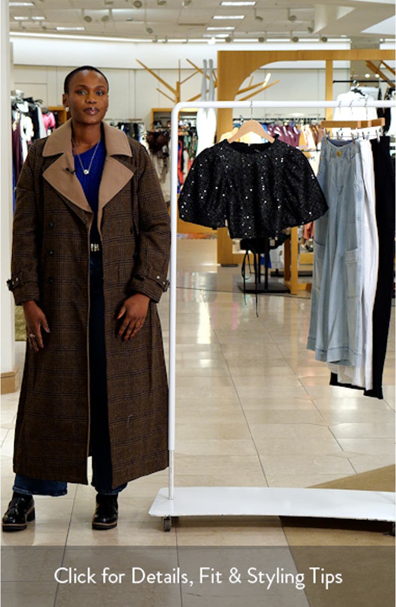 Sequin Lace-Up Puff Sleeve Crop Top, sales video thumbnail