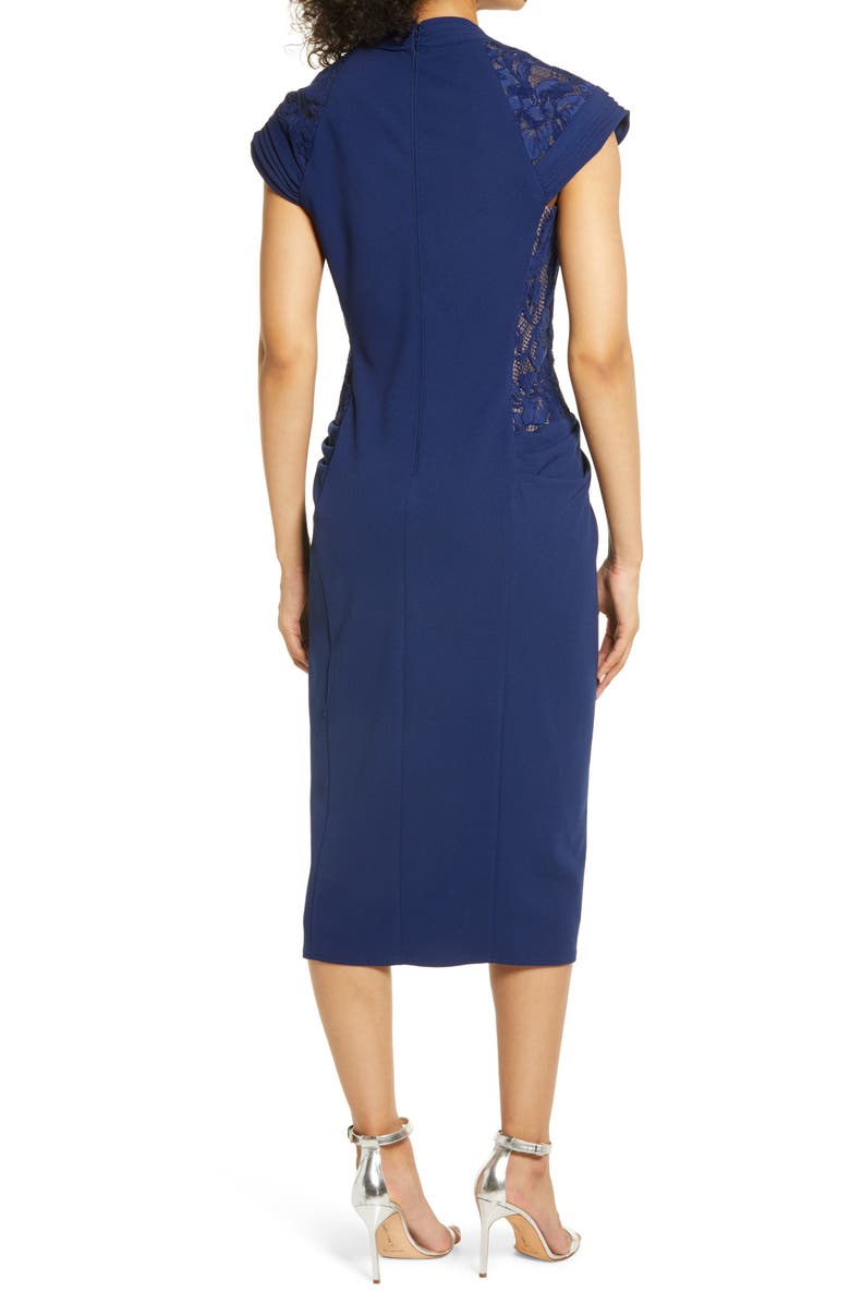 Tadashi Shoji Lace Inset Cap Sleeve Cocktail Dress, Alternate, color, 