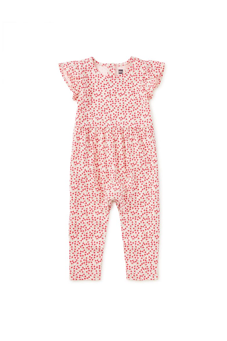 Tulip Sleeve Baby Romper, Main, color, Mini Rose Toss