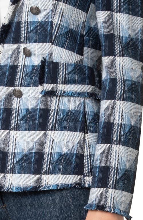 Akris Punto Rhombus Jacquard Denim Blazer With Double Breast Illusion In Multicolor