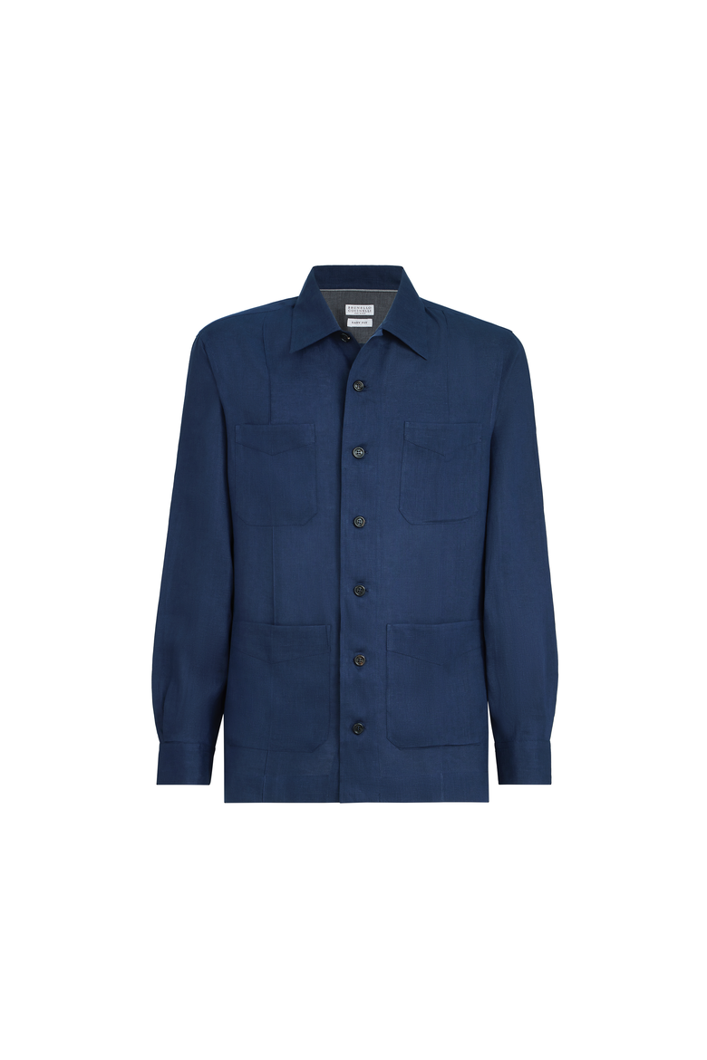 Linen guayabera, Alternate, color, Navy Blue