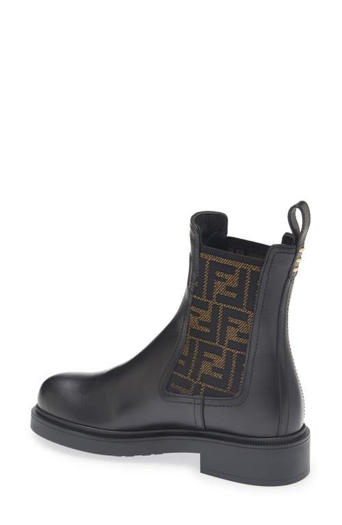 Fendi Black Leather And Ff Fabric Biker Jacket In Black
