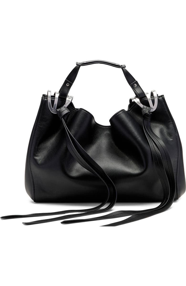 DIESEL<sup>®</sup> Medium Knot-D Top Handle Faux Leather Handbag, Main, color, Black