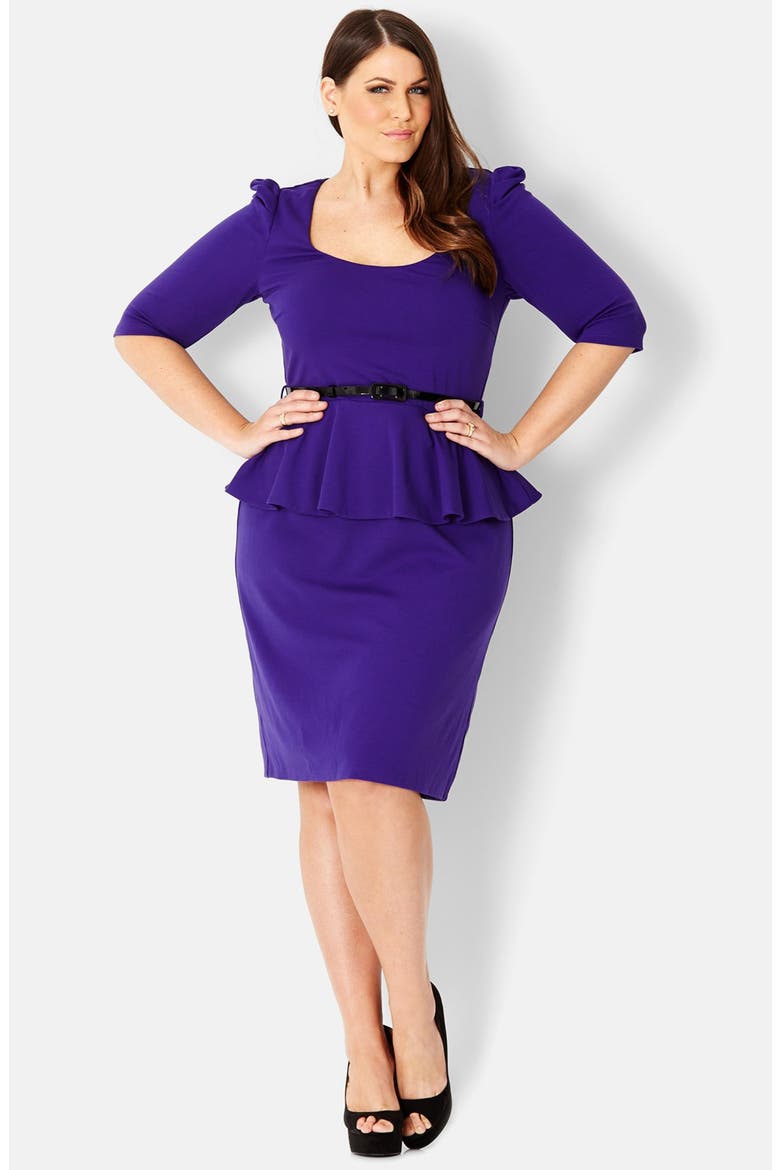Peplum Dress, Main, color, VIOLET