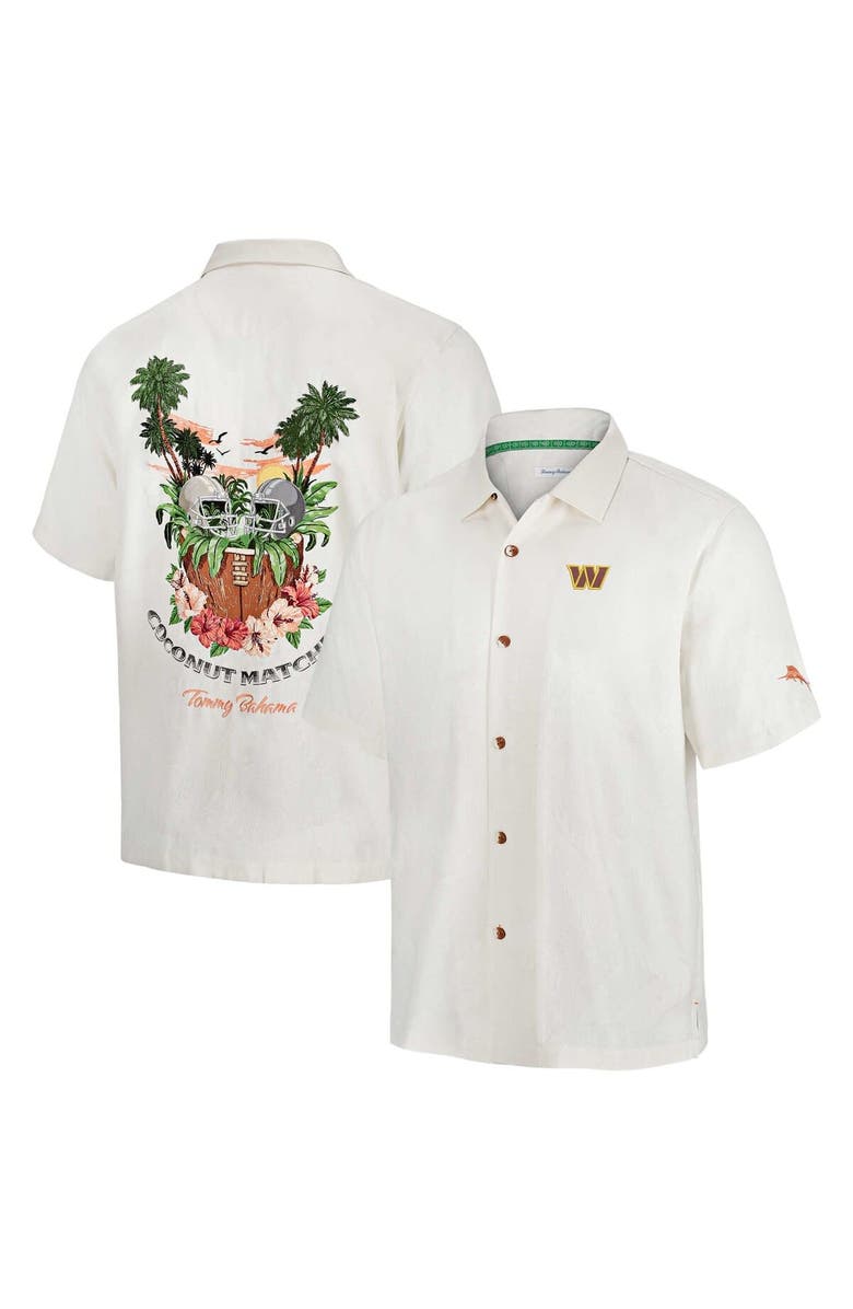 Tommy Bahama Men's Tommy Bahama White Washington Commanders Coconut Matchup Camp Button-Up Shirt, Main, color, 