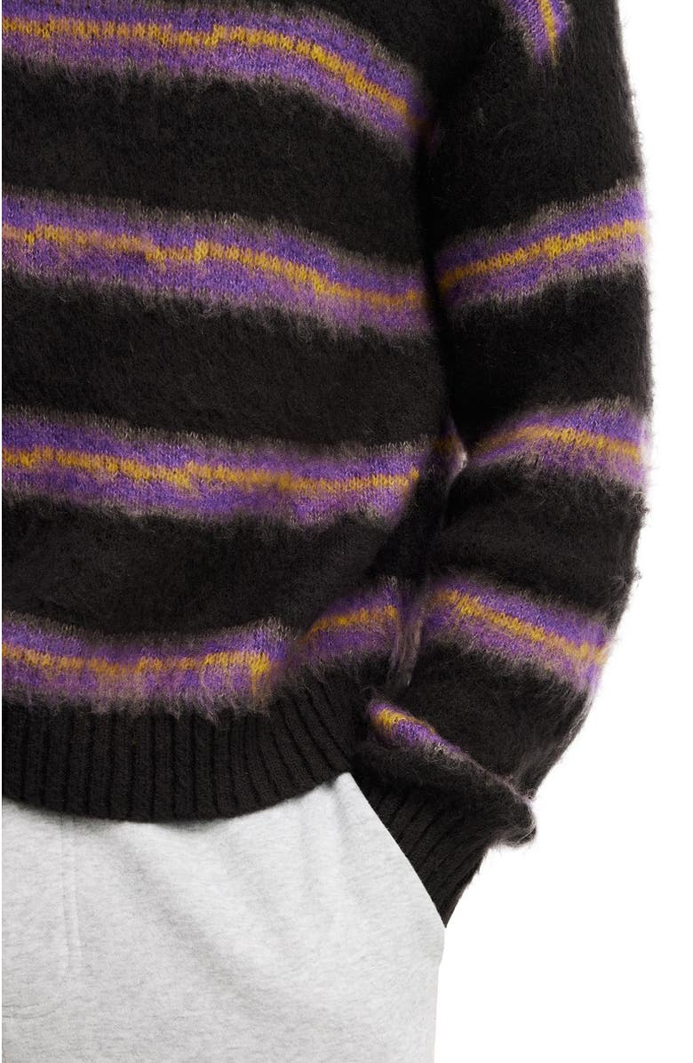 Cotton On Box Fit Fuzzy Crew Knit, Alternate, color, Black Stripe