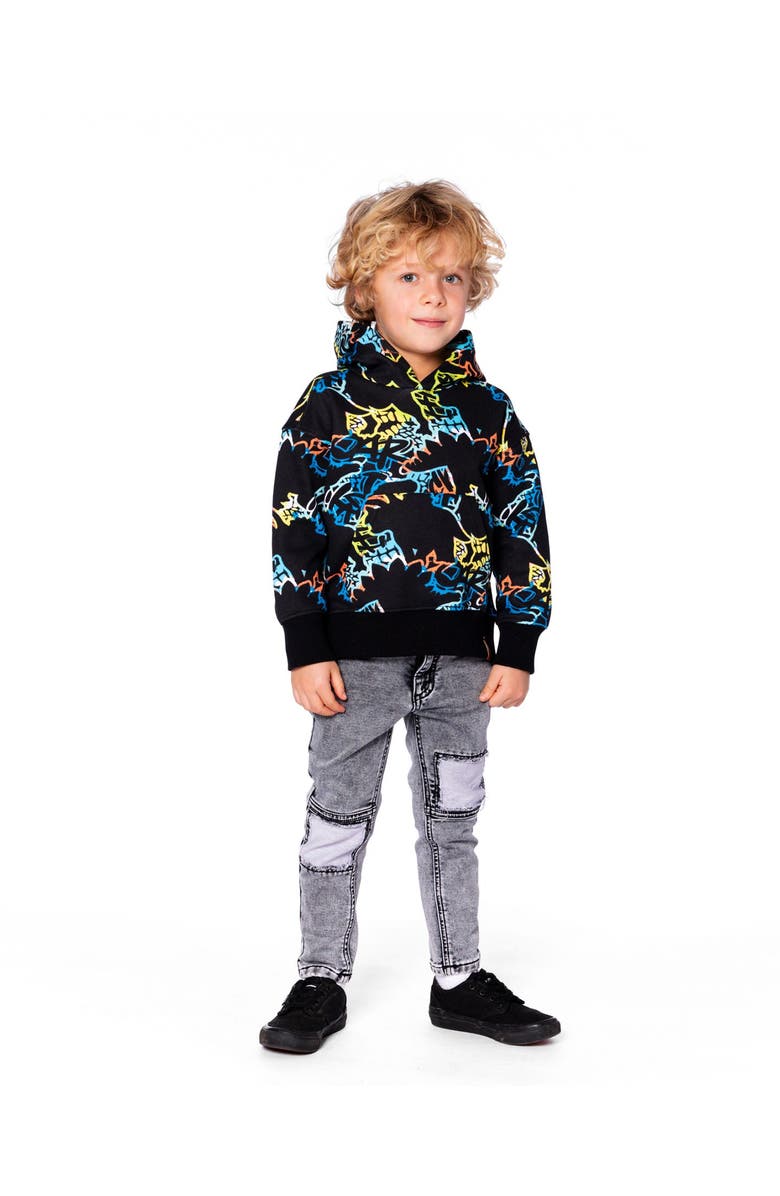 Deux par Deux Hooded Fleece Sweatshirt, Alternate, color, Black