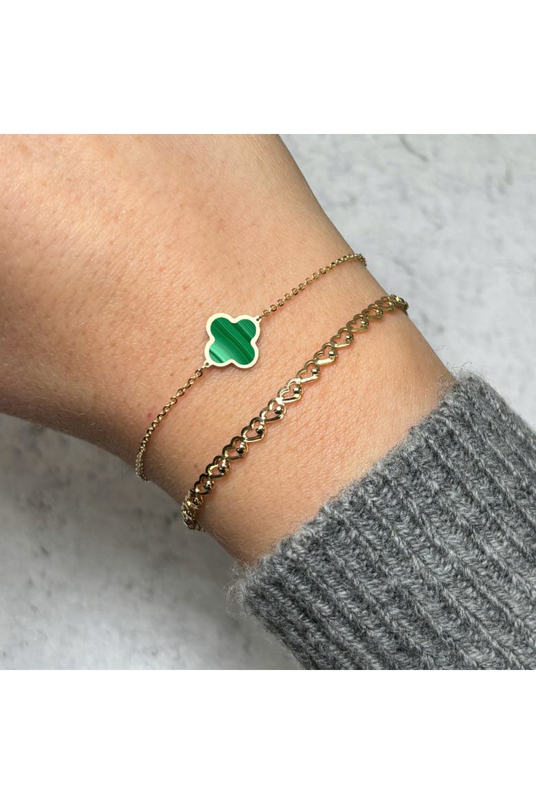 Small Malachite Single Clover Bracelet, Alternate, color, Malachite