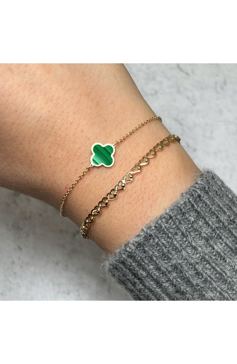 The Lovery Fine Jewelry Small Malachite Single Clover Bracelet, Alternate, color, Malachite