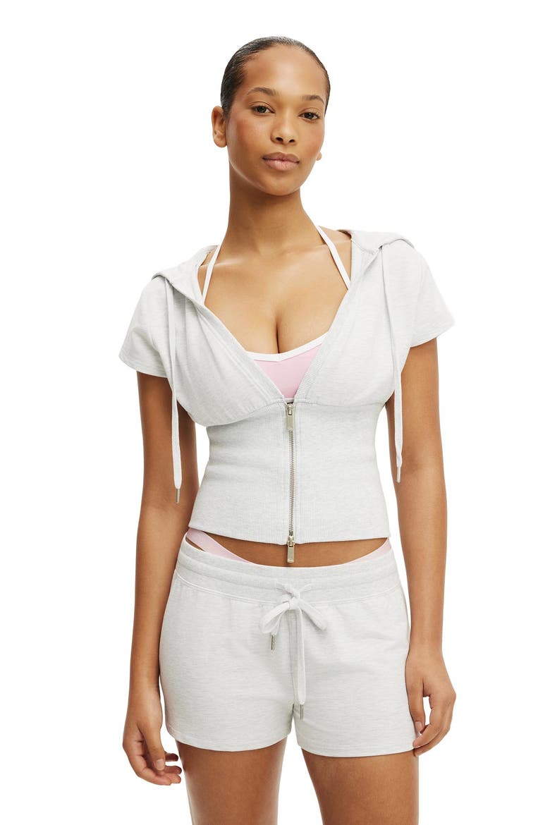Women's Active Sculpt Fleece Cap Sleeve Zip Through, Alternate, color, Cloudy Grey Marle