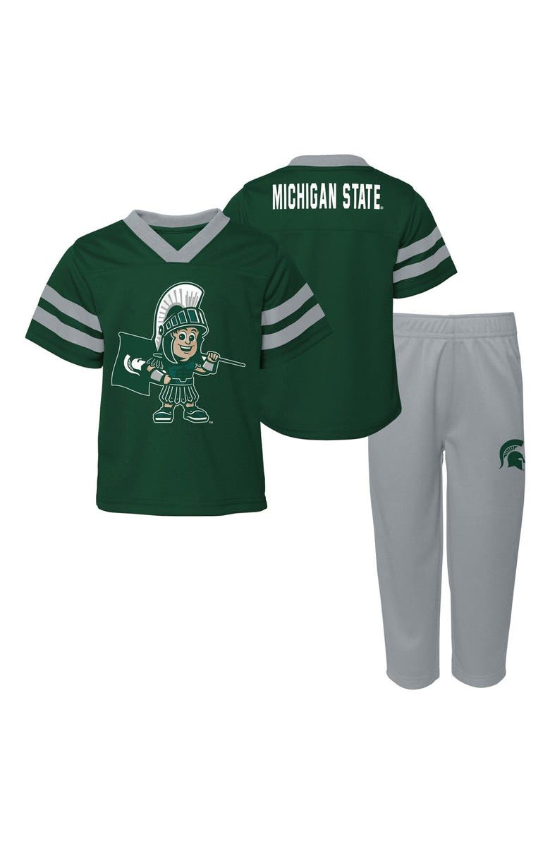 Outerstuff Infant Green Michigan State Spartans Two-Piece Red Zone Jersey & Pants Set, Main, color, Green