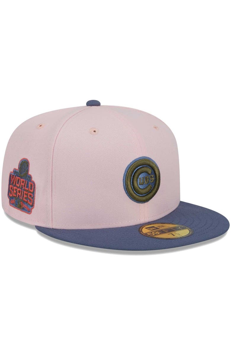 New Era Men's New Era Pink/Blue Chicago Cubs Olive Undervisor 59FIFTY Fitted Hat, Main, color, Pink