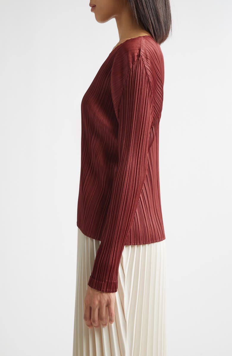 Pleats Please Issey Miyake Monthly Colors December Pleated Top, Alternate, color, Brown Red