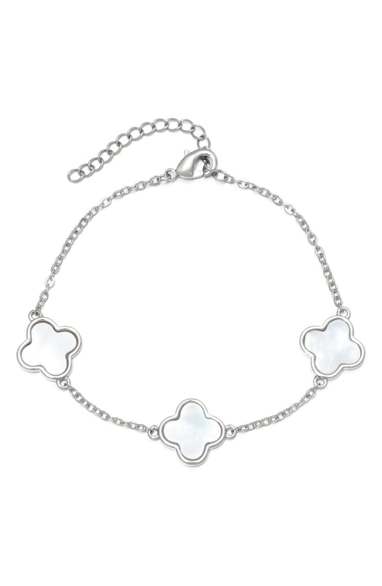 Adornia Mother-of-Pearl Clover Station Bracelet, Main, color, 